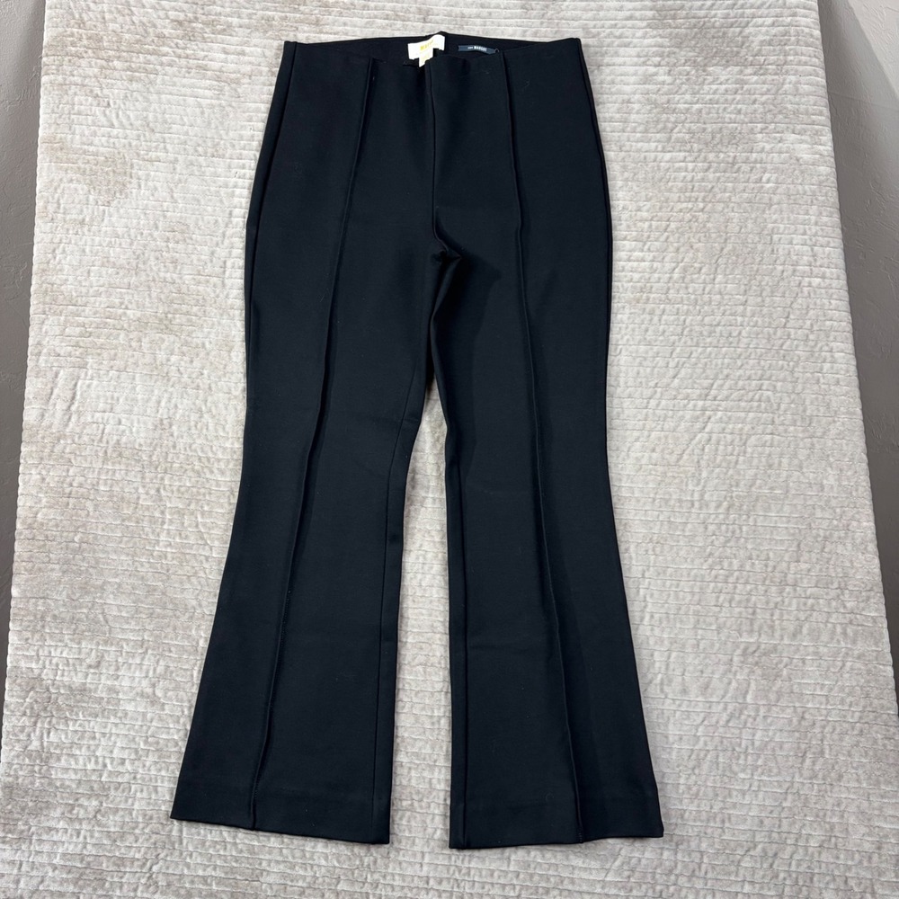 Maeve Anthropologie Margot Kick Flare Pants Black Pintuck High Rise Small